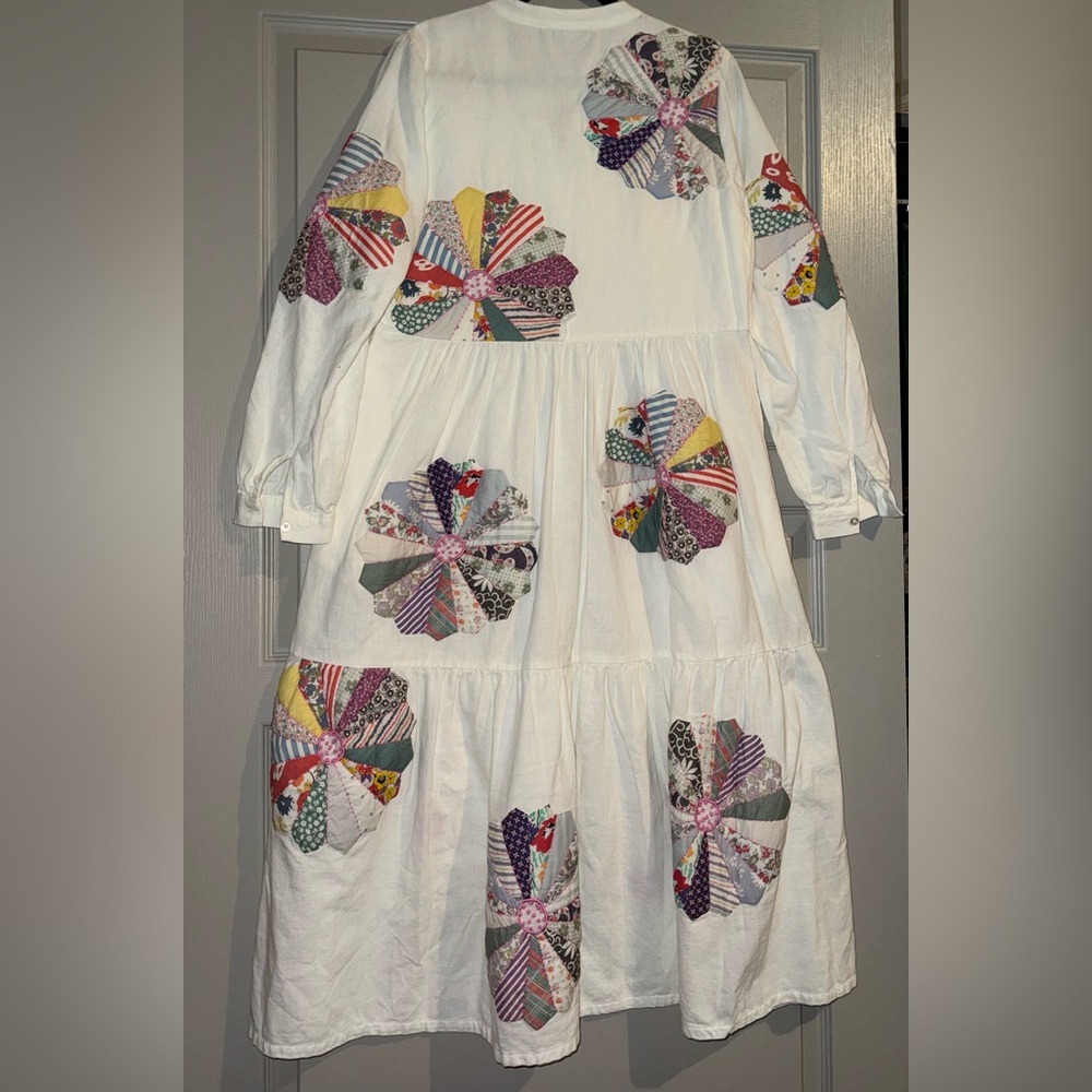 Sea NY Floral multicolor Patchwork Paloma shirt dress medium - Picture 9 of 13